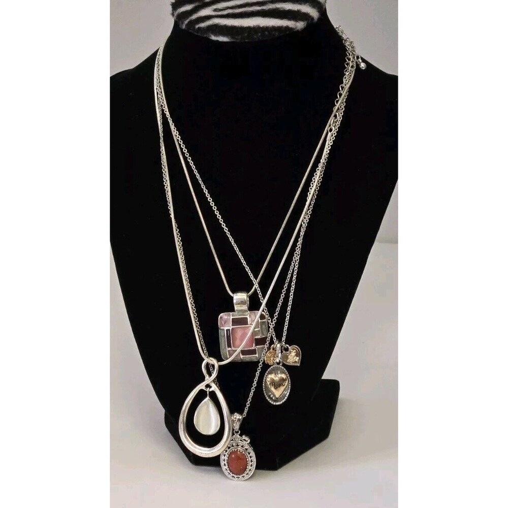 Unbranded Fashion costume Silver-tone Pendant Chain Necklace Lot Of 4